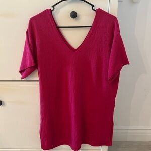 Zara Women’s Pink Knit Blend V Nick Loose Fit Top